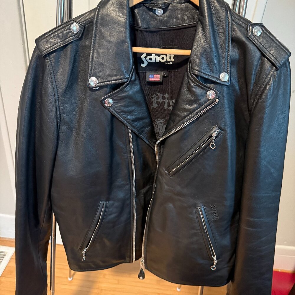 USA Schott Perfecto Black Lambskin Leather Jacket LC1140 - Picture 2 of 10